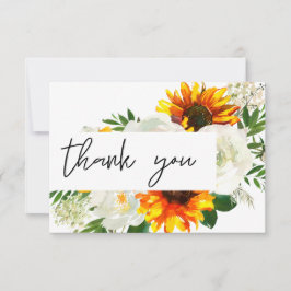 Tarjeta De Agradecimiento Flor de girasol y rosa blanca