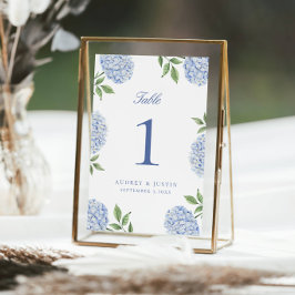 Tarjeta De Agradecimiento Flor de Hortensia Azul Simple Grande Número de Mes