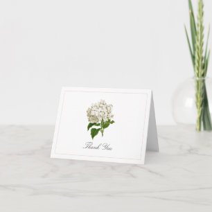Tarjeta De Agradecimiento Flor de Hortensia Blanca Antigua Tradicional