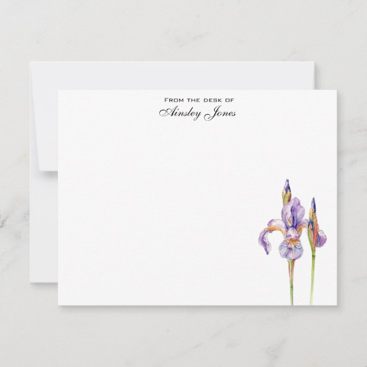 Tarjeta De Agradecimiento Flor de iris morada color agua 