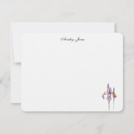Tarjeta De Agradecimiento Flor de iris púrpura acuarela