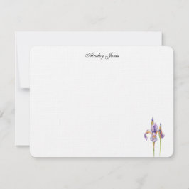 Tarjeta De Agradecimiento Flor de iris púrpura acuarela