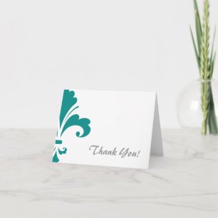 Tarjeta De Agradecimiento Flor de lis verde verde azulada
