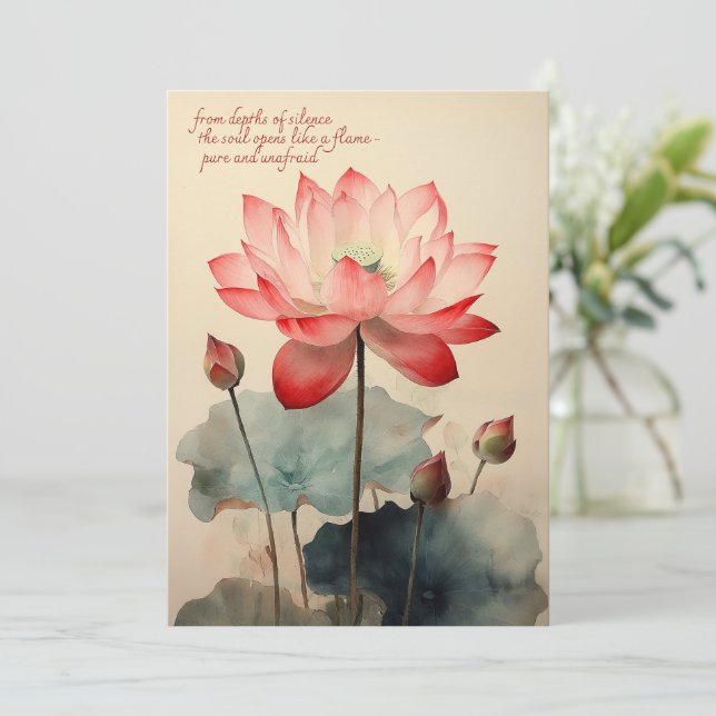 Tarjeta De Agradecimiento Flor de Lotus (Anverso de pie)