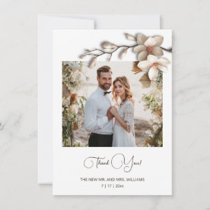 Tarjeta De Agradecimiento Flor de magnolia 3D marfil