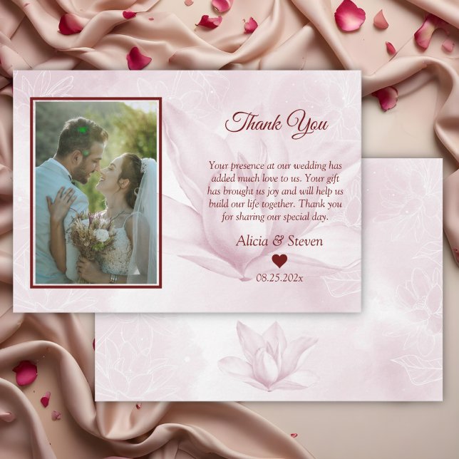 Tarjeta De Agradecimiento Flor de magnolia etérea, Boda (Subido por el creador)