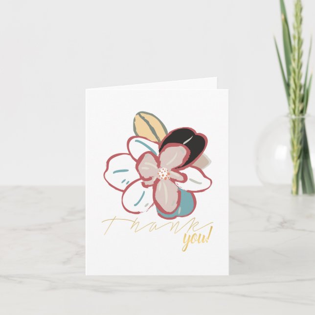 Tarjeta De Agradecimiento Flor de magnolia única de invierno (Anverso)