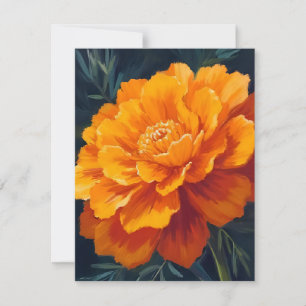 Tarjeta De Agradecimiento Flor de Marigold Pintado Floral Acuarela