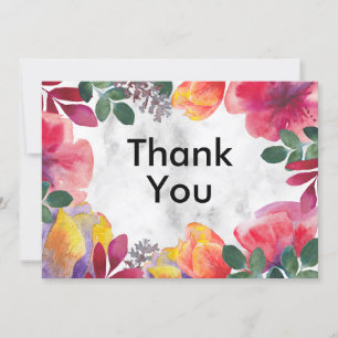 Tarjeta De Agradecimiento Flor de Mármol Blanco