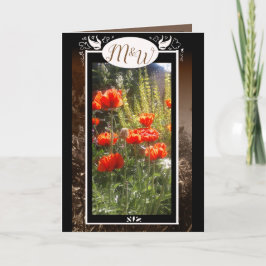 Tarjeta De Agradecimiento Flor de Monograma de Poppy Rojo Gracias
