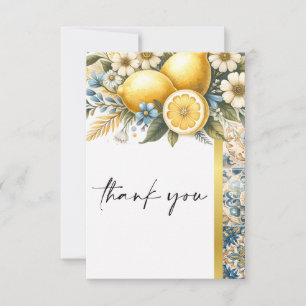 Tarjeta De Agradecimiento Flor de mosaico mediterránea Positano limón