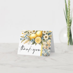 Tarjeta De Agradecimiento Flor de mosaico mediterránea Positano limón
