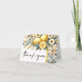 Tarjeta De Agradecimiento Flor de mosaico mediterránea Positano limón