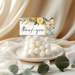 Tarjeta De Agradecimiento Flor de mosaico mediterránea Positano limón