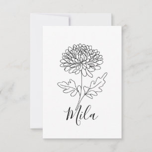 Tarjeta De Agradecimiento Flor de nacimiento de crisantemo de noviembre pers