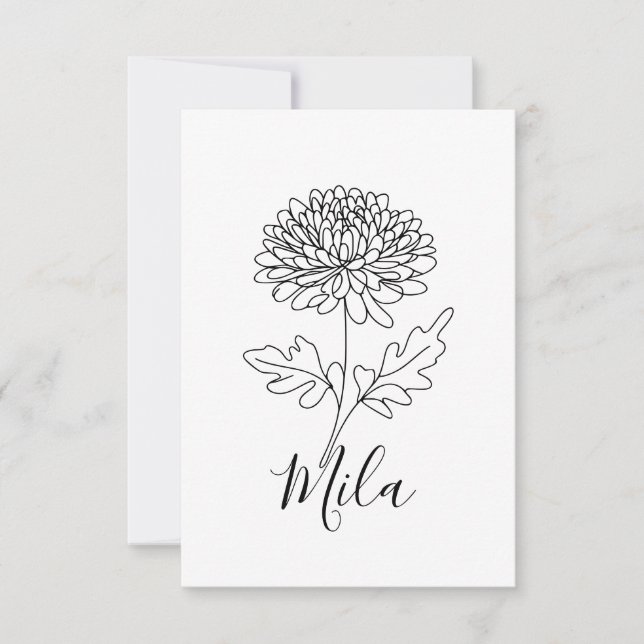 Tarjeta De Agradecimiento Flor de nacimiento personalizada de crisantemo de  (Anverso)