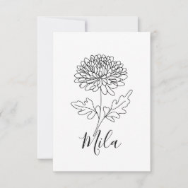 Tarjeta De Agradecimiento Flor de nacimiento personalizada de crisantemo de 