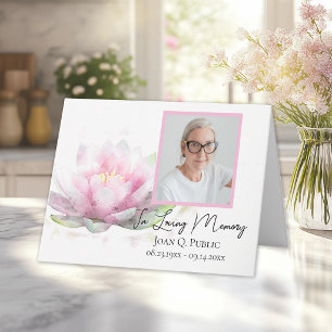 Tarjeta De Agradecimiento Flor de Nenúfar Rosa Funeral Sentimiento de Agrade