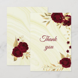 Tarjeta De Agradecimiento flor de oro burdeos
