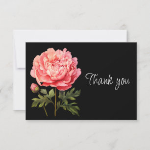 Tarjeta De Agradecimiento Flor de peonía rosa Gracias floral hermosa