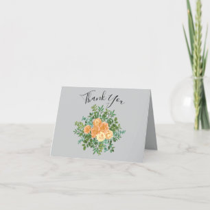 Tarjeta De Agradecimiento Flor de primavera de Boda gris permeable