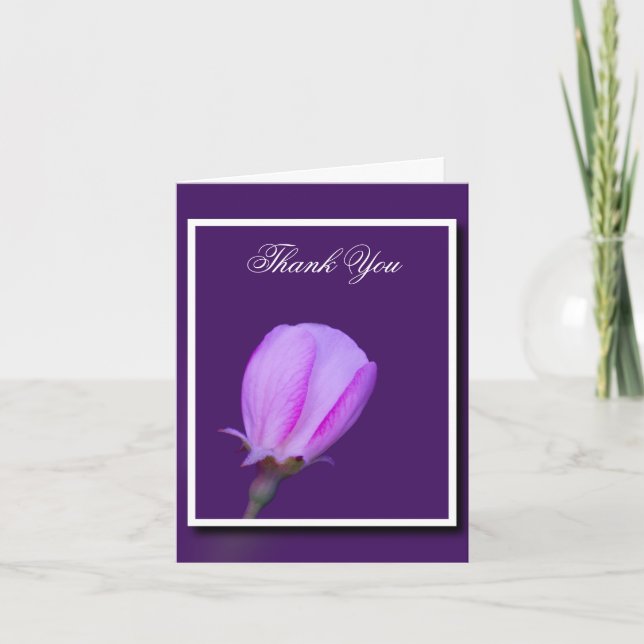 Tarjeta De Agradecimiento Flor de primavera rosa y morada (Anverso)