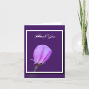 Tarjeta De Agradecimiento Flor de primavera rosa y morada