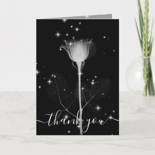 Tarjeta De Agradecimiento Flor de Rayos X Brillantes sobre Fondo Negro Graci