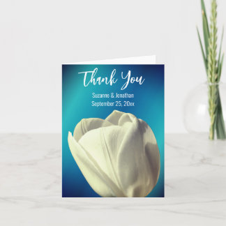 Tarjeta De Agradecimiento Flor de Tulipán Blanco Boda Personalizada