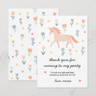 Tarjeta De Agradecimiento Flor de Unicornio Dulce Plano