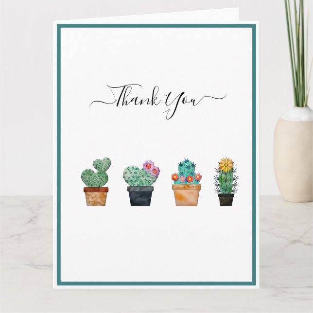 Tarjeta De Agradecimiento Flor de vegetación de Cactus suave (Anverso)