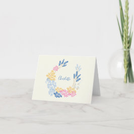 Tarjeta De Agradecimiento Flor de verano amarillo azul Wreath personalizada
