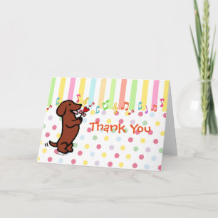 Tarjeta De Agradecimiento Flor del corazón de Dachshund, suave y roja