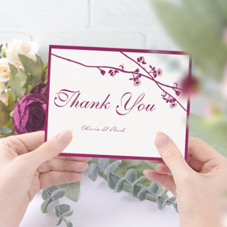 Tarjeta De Agradecimiento Flor Floral Plum Wildflower Branks Boda Gracias