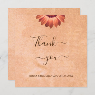 Tarjeta De Agradecimiento Flor Gerbera en el Boda de melocotón abstracto