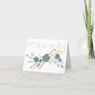 Tarjeta De Agradecimiento Flor gris rosa Verde azulada floral primavera