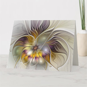 Tarjeta De Agradecimiento Flor moderna fractal de fantasía colorida abstract