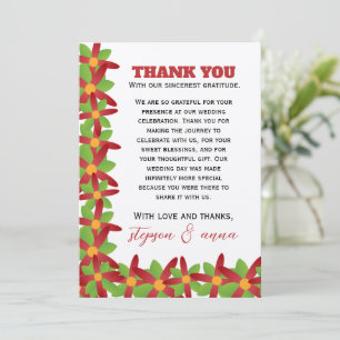 Tarjeta De Agradecimiento Flor moderna geométrica roja y verde