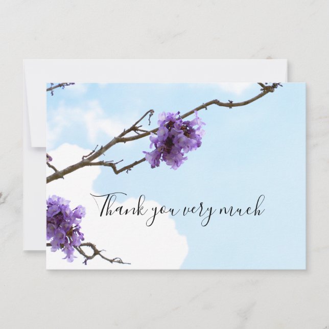 Tarjeta De Agradecimiento Flor morada jacarandá en el árbol (Anverso)