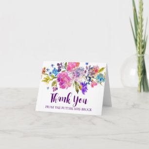 Tarjeta De Agradecimiento Flor Morada y Rosa Gracias Desde el Futuro Señora