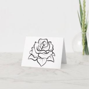 Tarjeta De Agradecimiento Flor negra y blanca de rosa - Hola, Amor