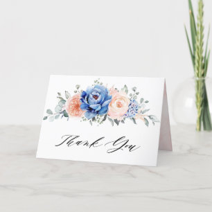 Tarjeta De Agradecimiento Flor nupcial de Rubor con pizarra azul