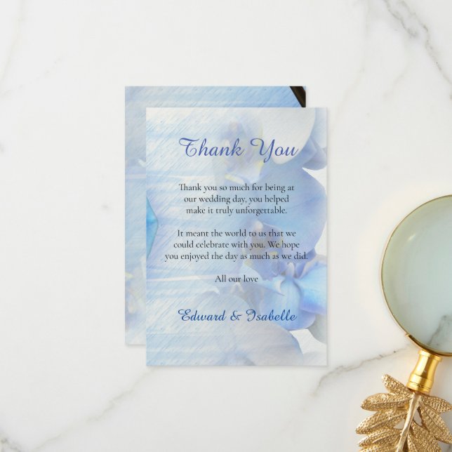 Tarjeta De Agradecimiento Flor Orquídea Tropical Azul Moderno (Anverso/Reverso In Situ)