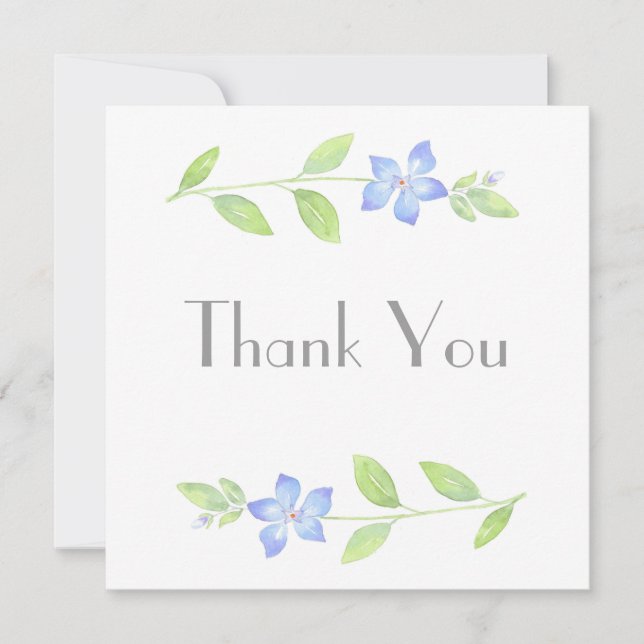 Tarjeta De Agradecimiento Flor perwinkle acuarela (Anverso)