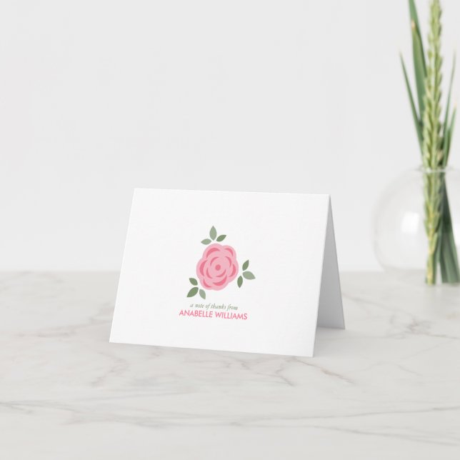 Tarjeta De Agradecimiento Flor rosa delgada personalizada (Anverso)