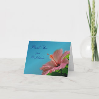 Tarjeta De Agradecimiento Flor Rosa Hibiscus Gracias