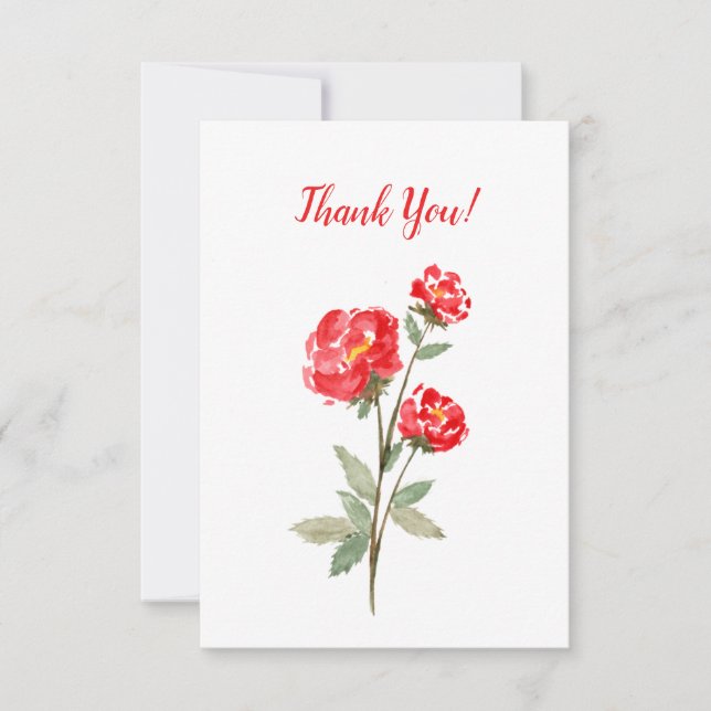 Tarjeta De Agradecimiento Flor rosa roja pequeña (Anverso)