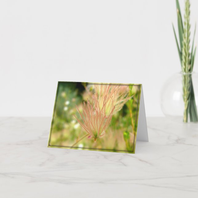 Tarjeta De Agradecimiento Flor rosada Wispy - Notecard floral (Anverso)