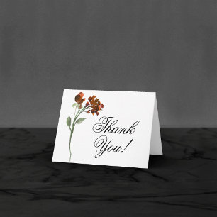 Tarjeta De Agradecimiento Flor salvaje   Flor bohemia Naranja de Terracotta