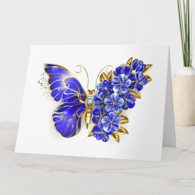 Tarjeta De Agradecimiento Flor Sapphire Mariposa (Anverso)